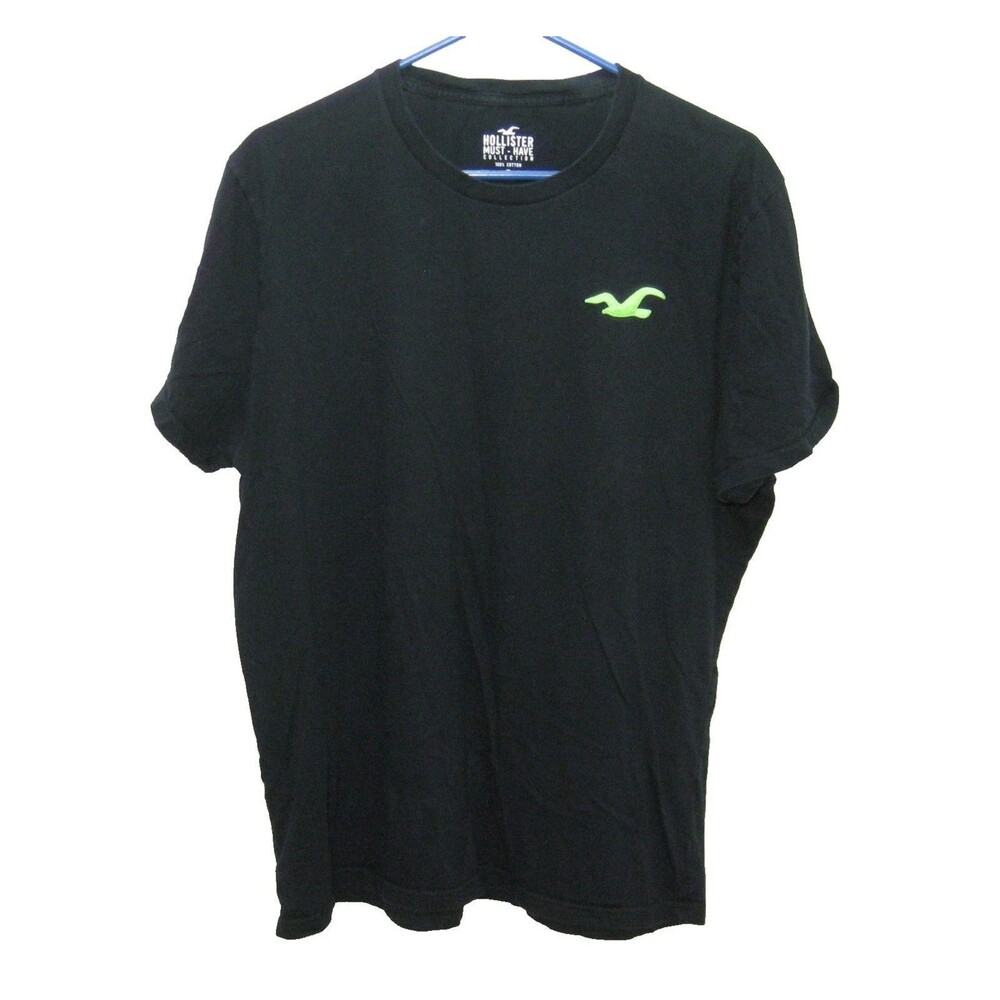 Hollister Logo T-Shirt Womens Size XL Black Short Sleeve Shirt 100% Cotton Top